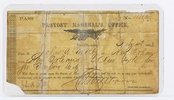 Civil War military pass from New Orleans to New York